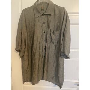 Scott Barber Linen Tencel Shirt Mens Sz XL Green Short Sleeve Button Up Casual